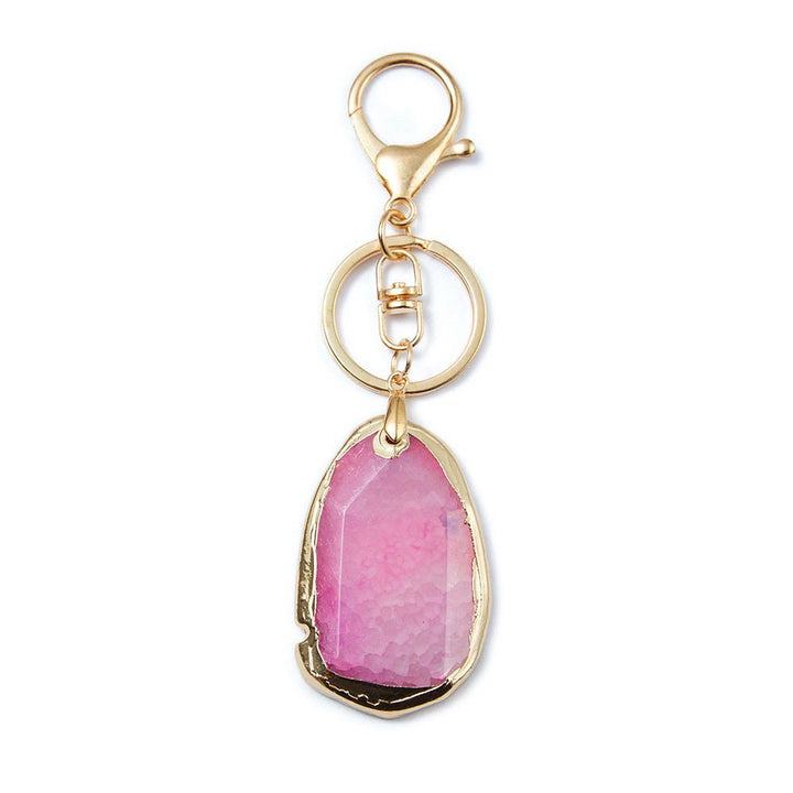 Olivenorma Raw Crystal Keychain Gemstone Pendant Keychain - Pink Crystal - image 6