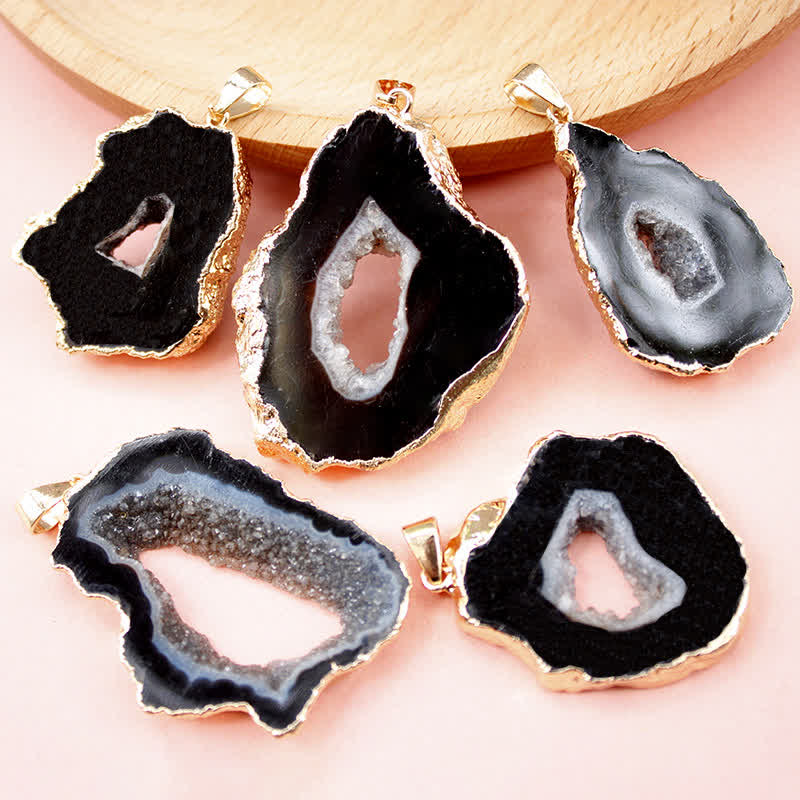 Olivenorma Irregular Raw Crystal Slice Necklace - Black Onyx - image 1