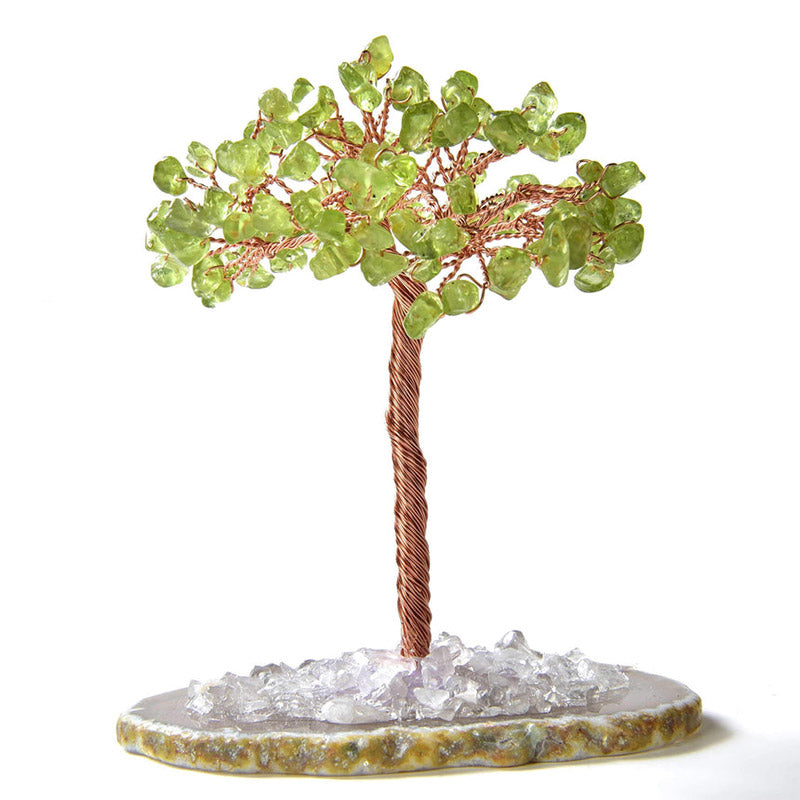 Olivenorma Peridot Natural Gemstone Feng Shui Tree with Agate Base - Peridot - 4 inches - image 0