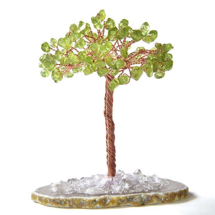 Olivenorma Peridot Natural Gemstone Feng Shui Tree with Agate Base - Peridot - 4 inches - image 0