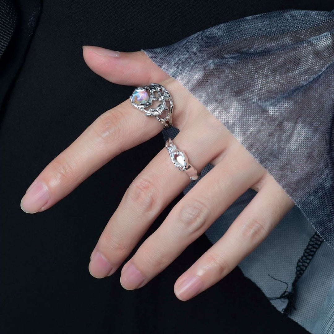 Olivenorma Irregular Branch Pattern Moonstone Ring - image 1