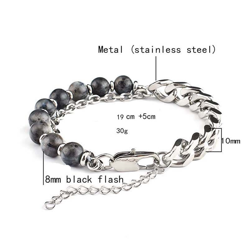 Olivenorma Faceted Black Onyx Tiger Eye Stainless Steel Bracelet - Labradorite - image 9