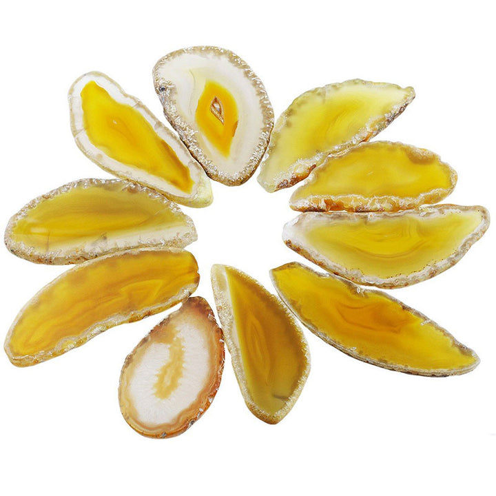 Olivenorma Natural Sliced Agate Gemstone Decoration - Yellow Agate - image 7