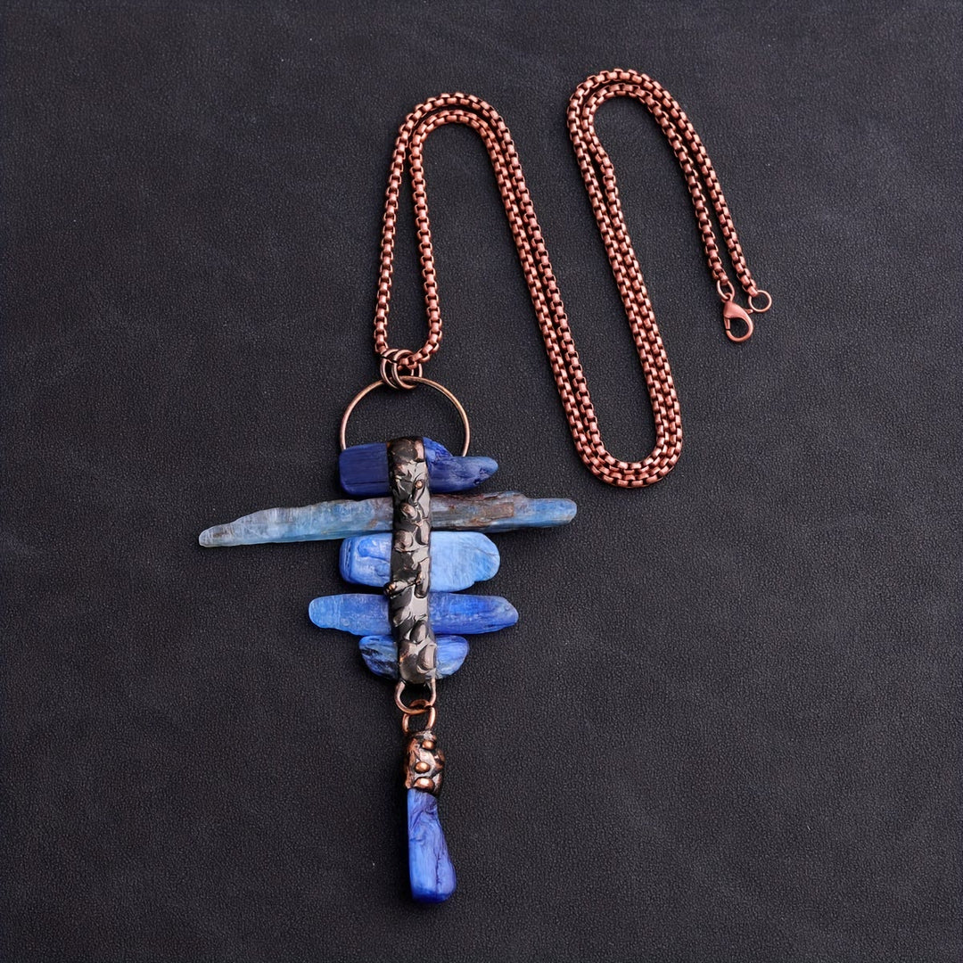 Olivenorma Irregular Kyanite Original Stone Six Link Tassel Necklace - image 5