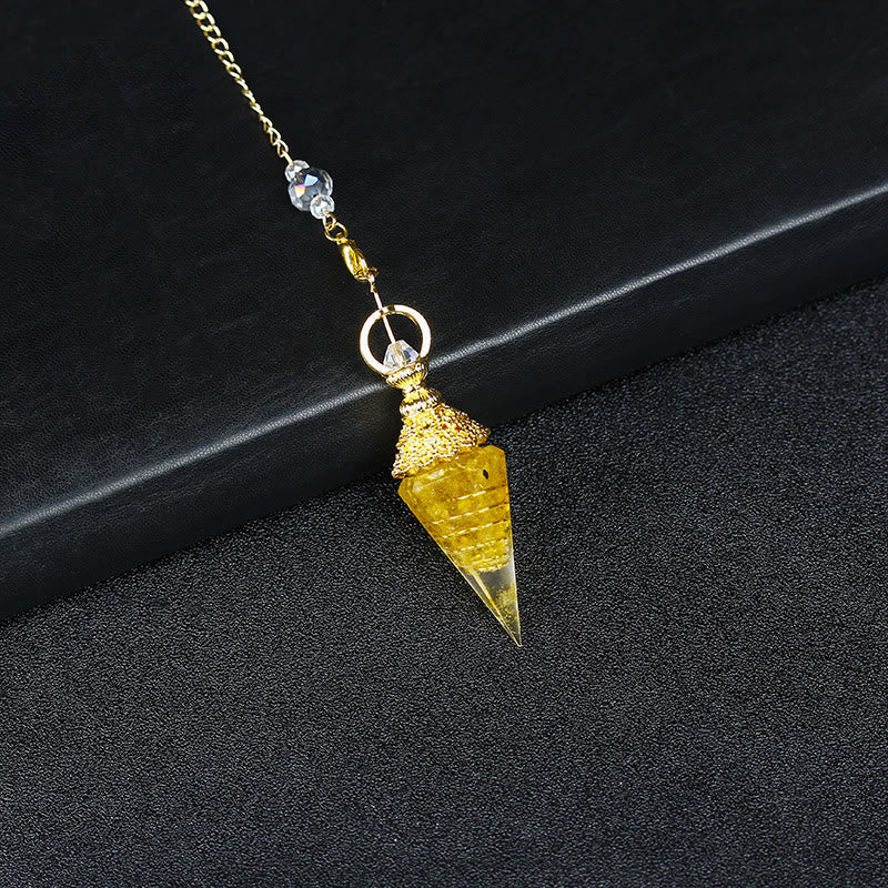 Olivenorma Natural Crystal Resin Hexagonal Pyramid Pendulum - Citrine - image 37