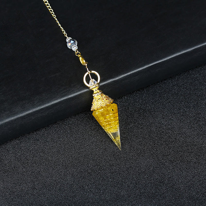 Olivenorma Natural Crystal Resin Hexagonal Pyramid Pendulum - Citrine - image 37