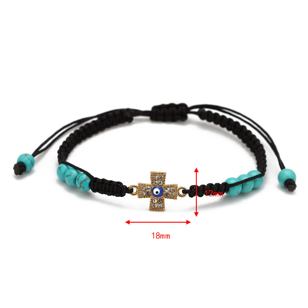 Olivenorma Turquoise White Zircon Evil Eye Braided Adjustable Bracelet - image 7