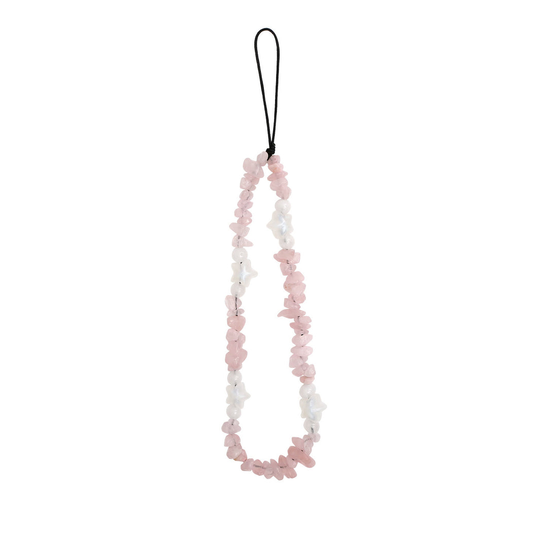 Olivenorma Handmade Crushed Stone Pearl Pentagram Beading Phone Strap - Rose Quartz - image 12