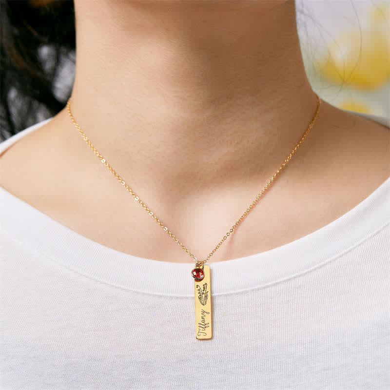 Olivenorma Personalized Birth Flower & Birthstone with Name Jewelry Necklace - image 7