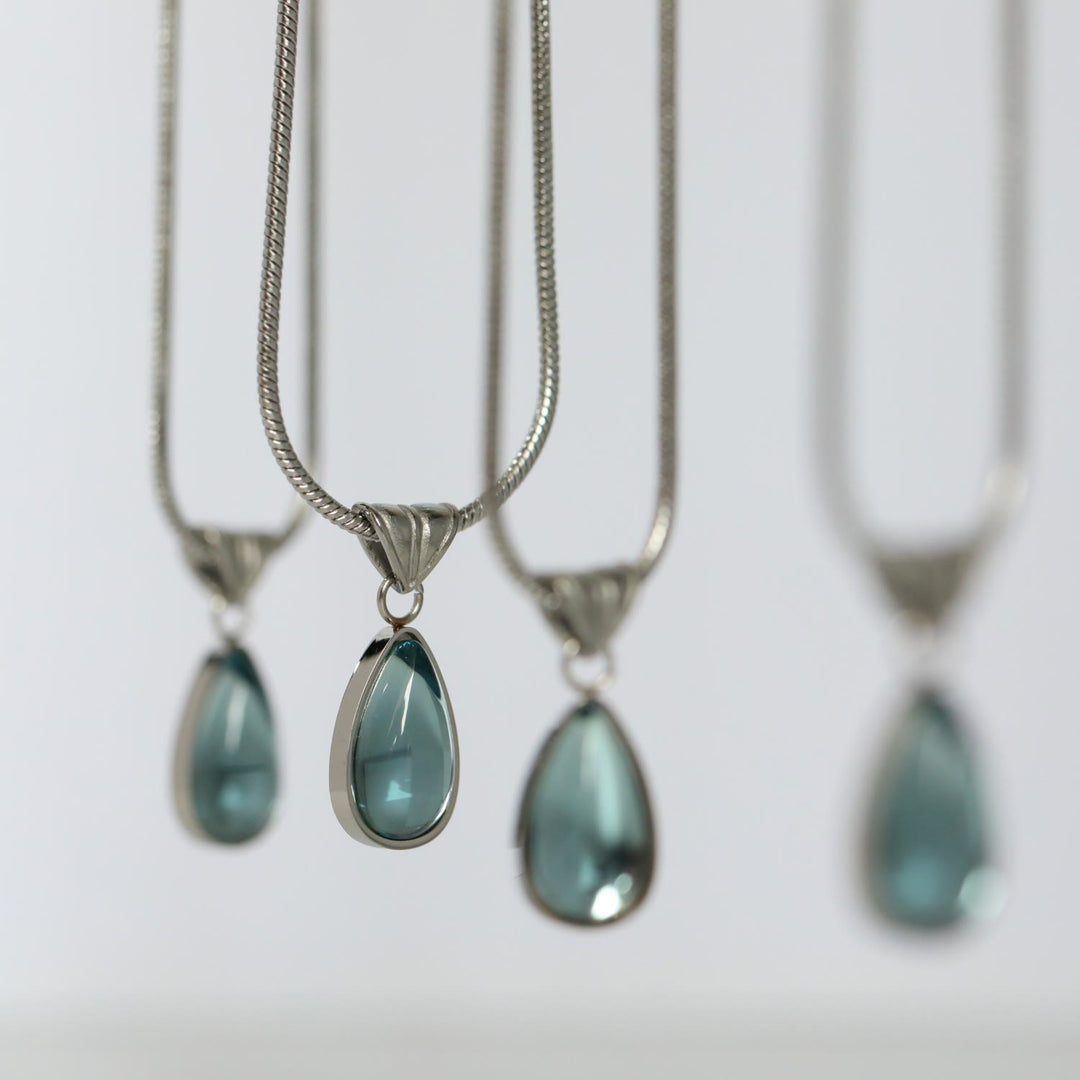 Olivenorma Drop Shape Green Aventurine Aquamarine Pendant Necklace - image 6