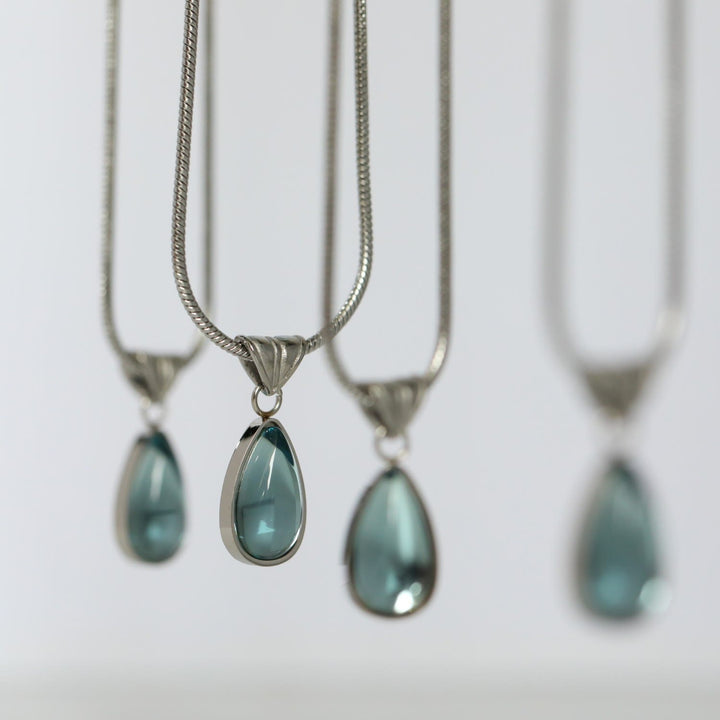 Olivenorma Drop Shape Green Aventurine Aquamarine Pendant Necklace - image 6