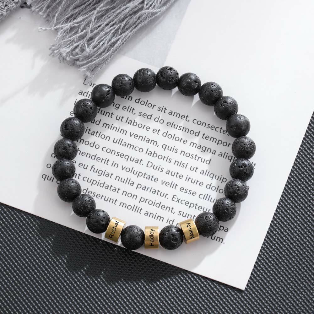Olivenorma Natural Stone Engraving Personalized Beads Men Bracelet - image 37