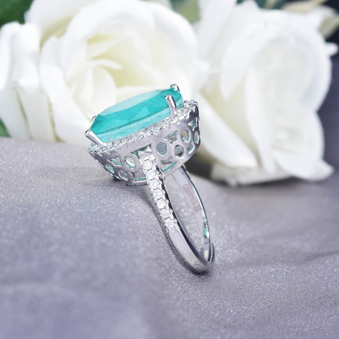 Olivenorma Large Oval Paraiba Tourmaline Adjustable Engagement Ring - image 4