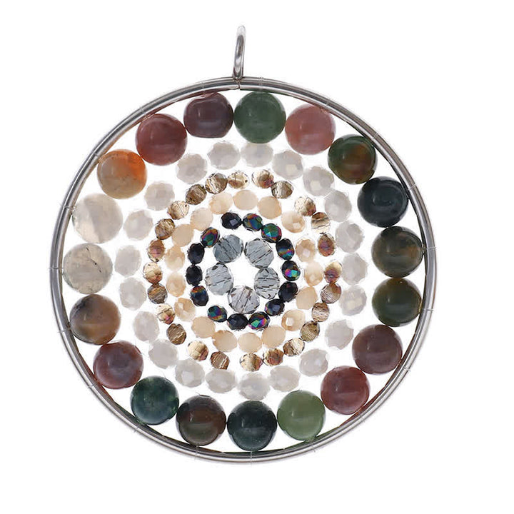 Olivenorma Datura Flower Round Pendant Crystal Necklace - Agate - image 29