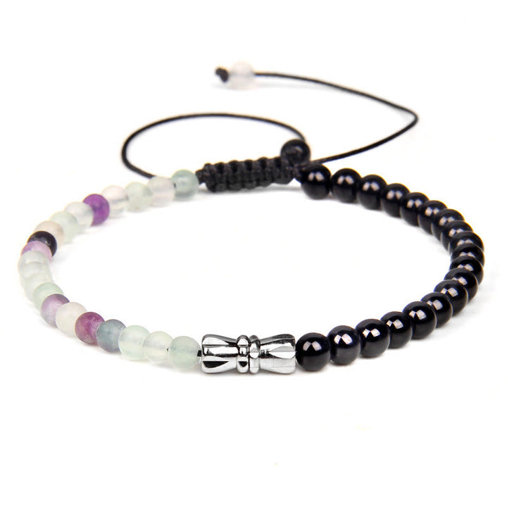Olivenorma 4mm Black Onyx & Natural Stone Braided Bracelet - Fluorite - image 13
