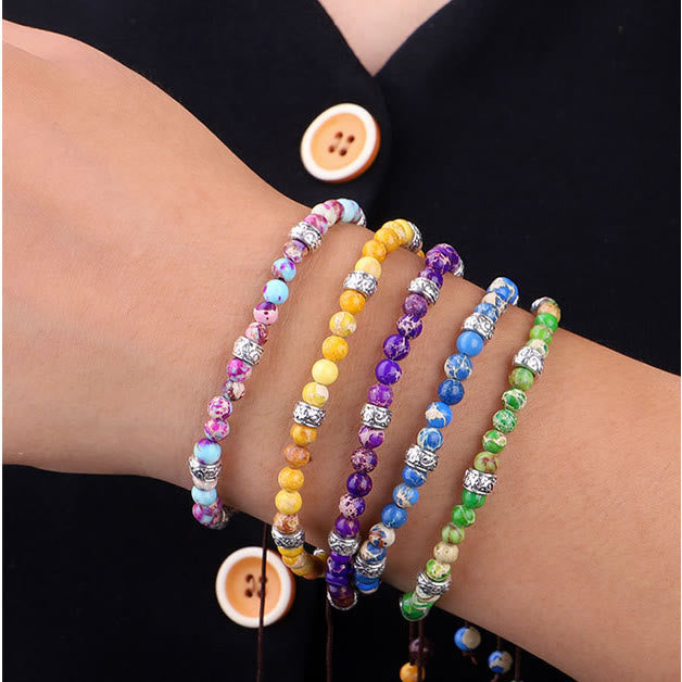 Olivenorma Natural Multicolor Imperial Stone Beaded Braided Bracelet - image 17