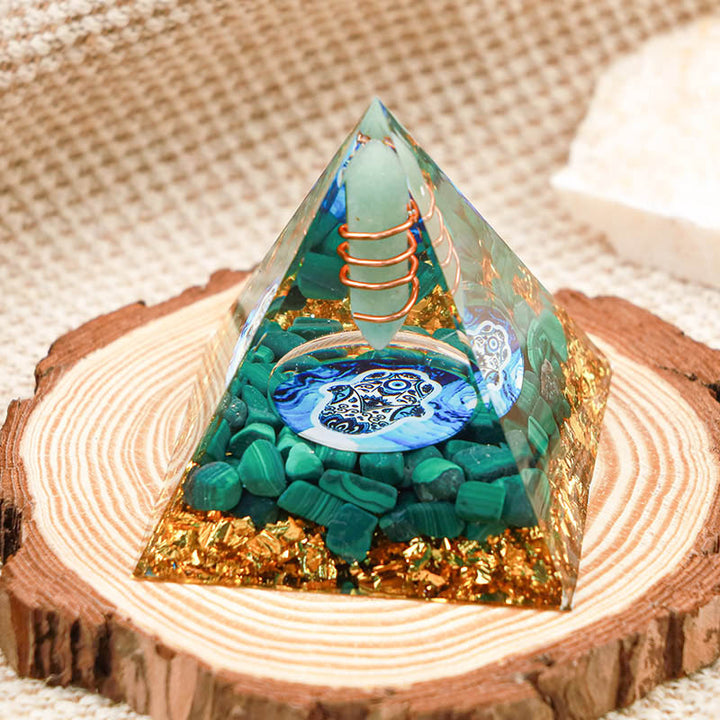 Olivenorma Green Aventurine With Malachite Hamsa Orgone Pyramid - 10*10cm - YES PLEASE $8 - image 0