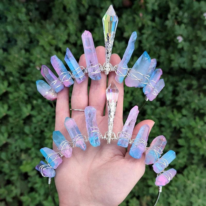 Olivenorma Pink Blue Titanium Quartz Crown with Crystal Centrepiece - image 5