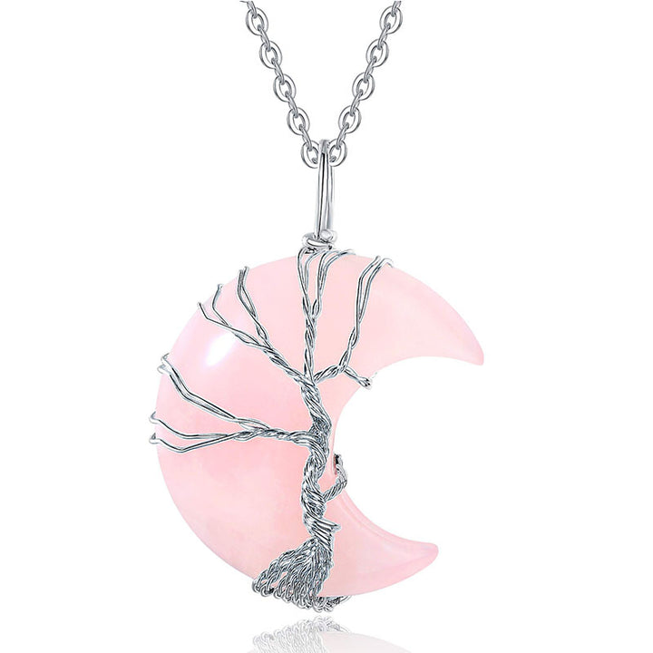 Olivenorma Natural Chakra Moon Necklace - Rose Quartz - image 6