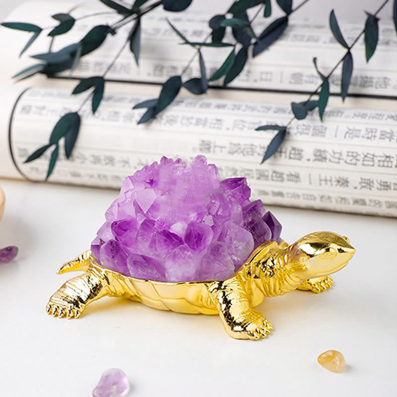 Olivenorma Natural Crystal Cluster Turtle Ornament Lamp Gemstone Decoration - image 29