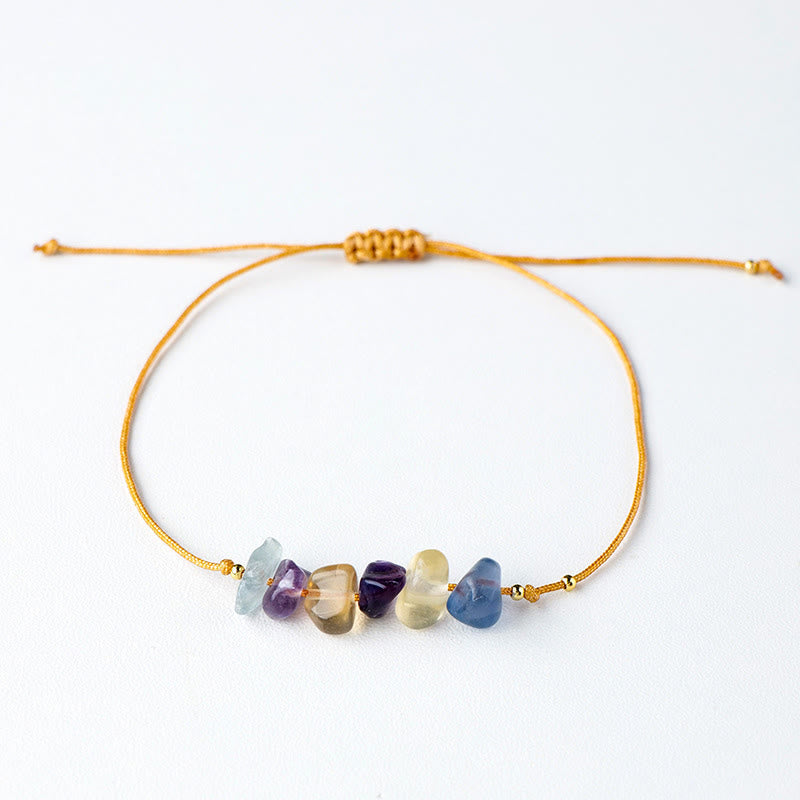 Olivenorma "Nature's Healing Wishes" Irregular Gemstone Braided Bracelet  - Fluorite - image 27
