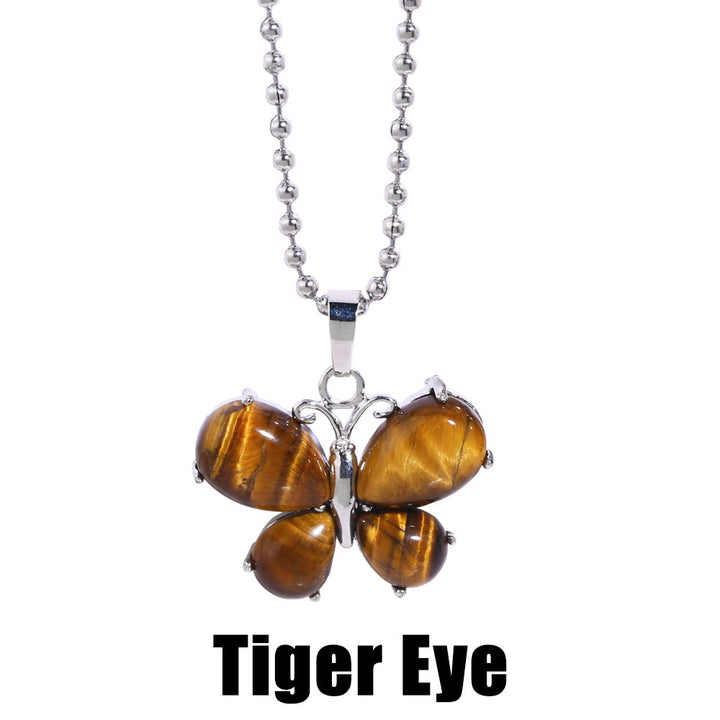 Olivenorma Tiger Eye Butterfly Kitten Angel Wings Pendant Necklace - Butterfly - image 1