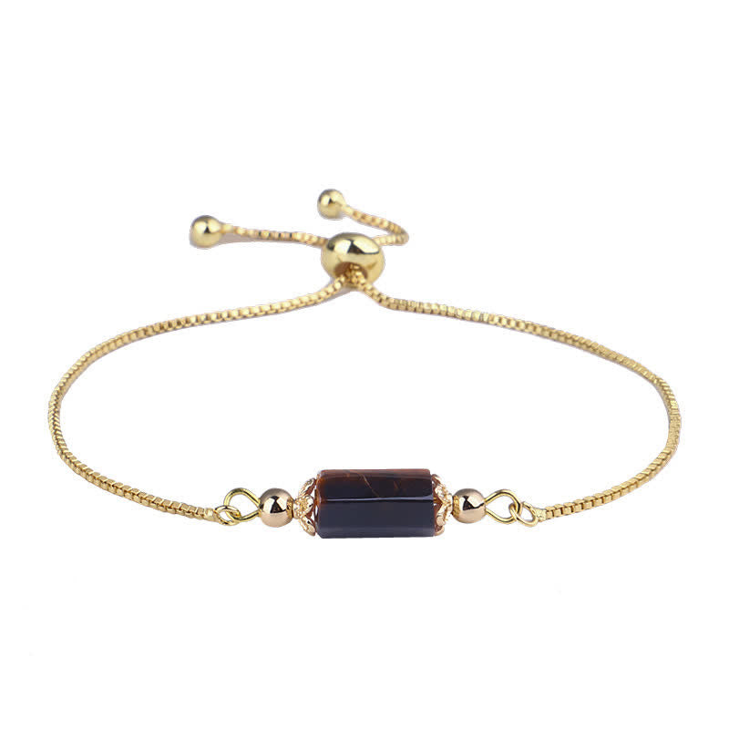 Olivenorma Delicate Natural Crystal Gold Chain Bracelet - Tiger Eye - image 2