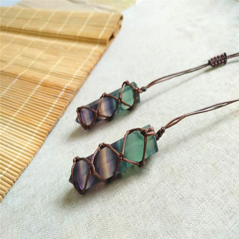 Olivenorma Natural Fluorite Hexagonal Prism Gemstone Necklace - image 4