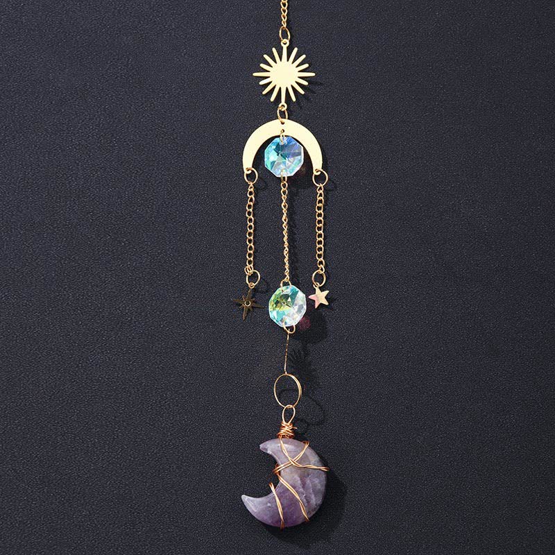 Sun And Moon Crystal Handmade Gemstone Ornament - Amethyst - image 15