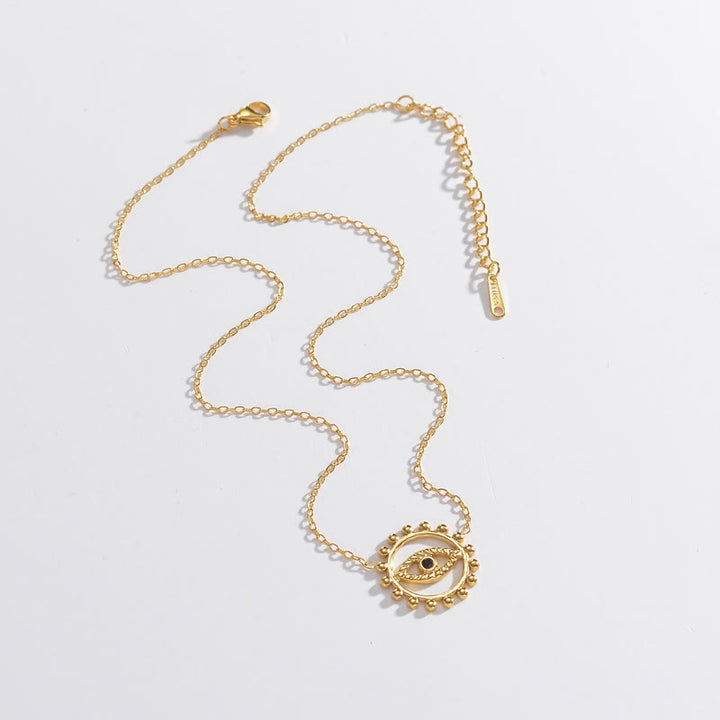 Olivenorma Hollow Round Evil Eye 18K Gold Plated Stainless Steel Necklace - image 2