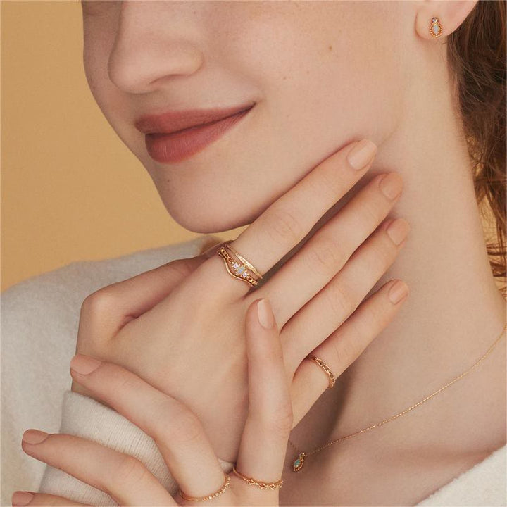 Olivenorma Natural Opal Violet Lace Necklace Earrings Ring - image 5