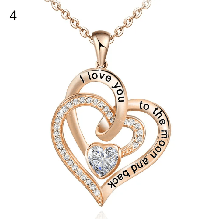 FREE Today: "I Love You to the Moon and Back" – Eternal Hearts Birthstone Necklace - Rosegold - April - Card Style Two - image 42