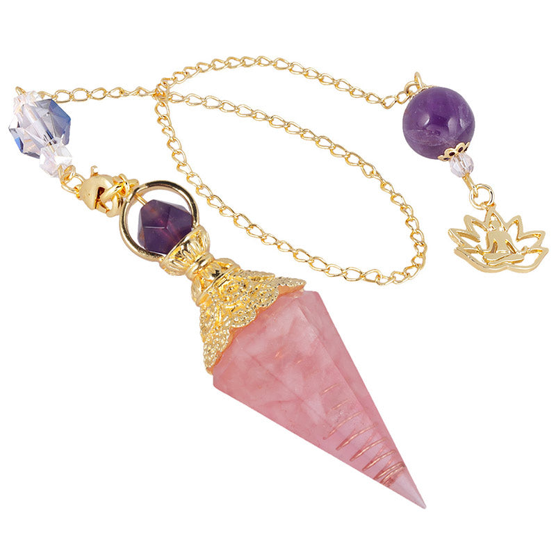 Natural Crystal Stone Pendulum - Pink Crystal - image 6