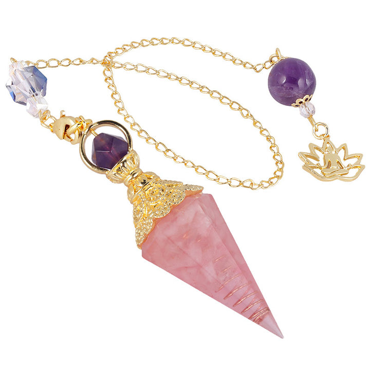 Natural Crystal Stone Pendulum - Pink Crystal - image 6