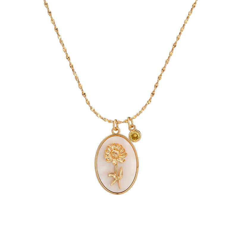 Olivenorma Birth Stone With Birth Flower Necklace - Nov - Chrysanthemum - image 11