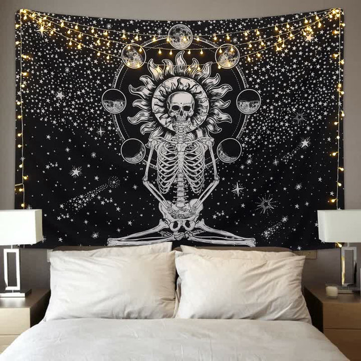 Sun And Star Skull Meditation Wall Hanging Tapestry - image 1