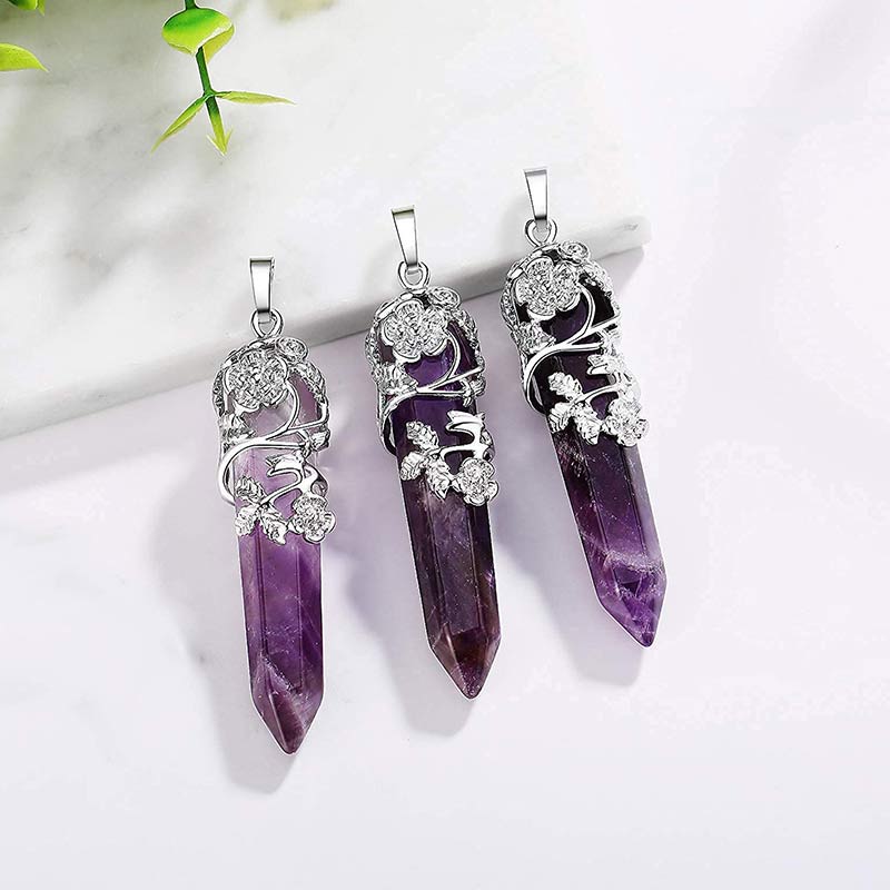 Olivenorma Natural Crystal Hexagonal Column Necklace - image 7