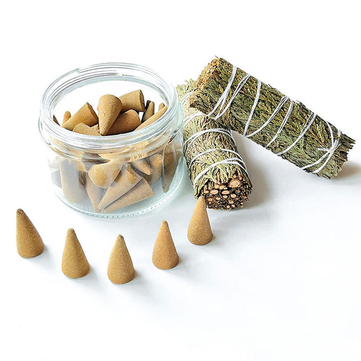 Olivenorma Aromatherapy Crystal Cleansing Meditation Sage Incense Cones Holy Stick - Cedar tower Incense Cones - 100 Capsules/Bag - image 3