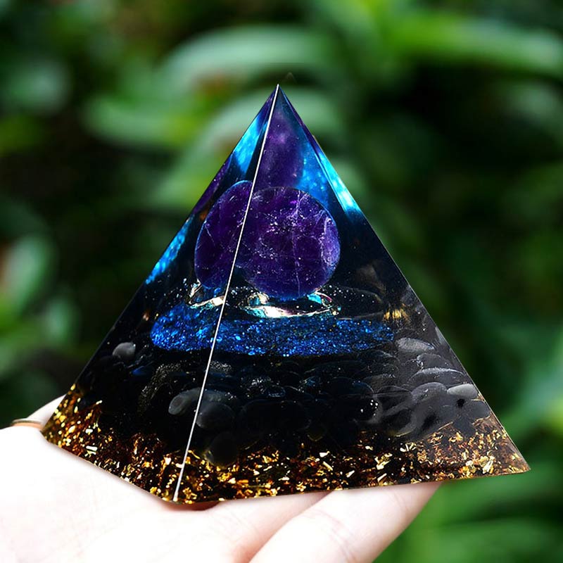 Olivenorma Amethyst Sphere With Blue Quartz Reki Orgone Pyramid - image 2