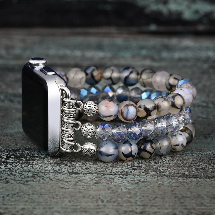 Olivenorma Black Quartz Rutilated Beaded Tree Of Life Apple Watch Strap - image 1