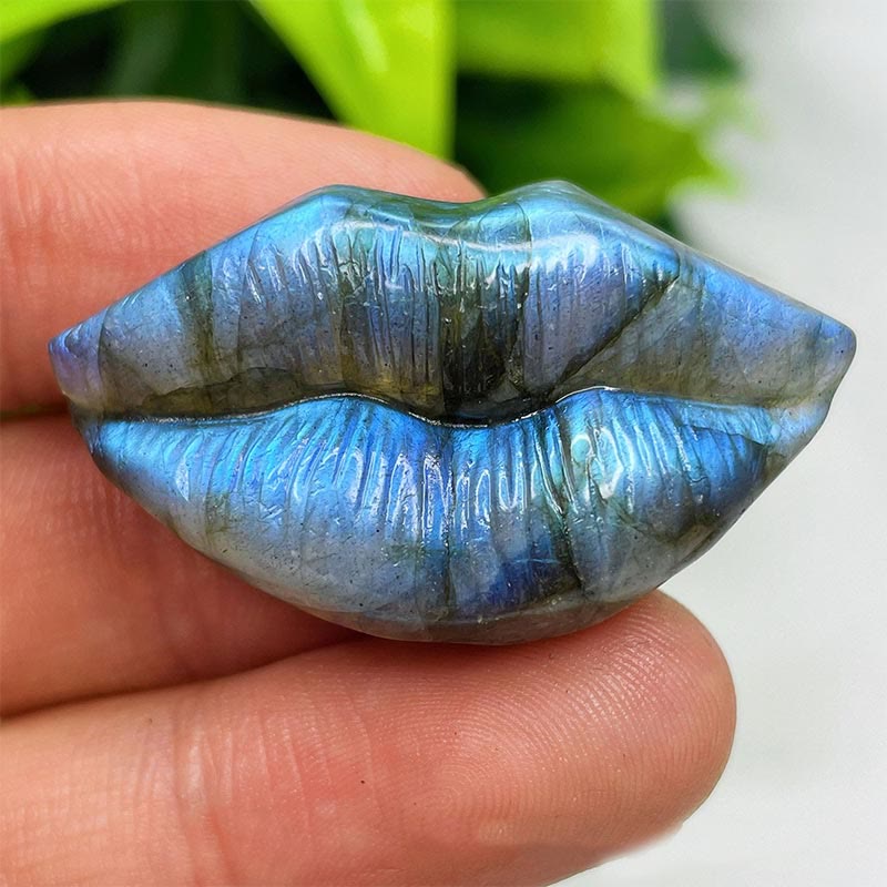 Olivenorma Natural Labradorite Moon Face Ornaments Gemstone Decoration - Lips #Labradorite - image 21