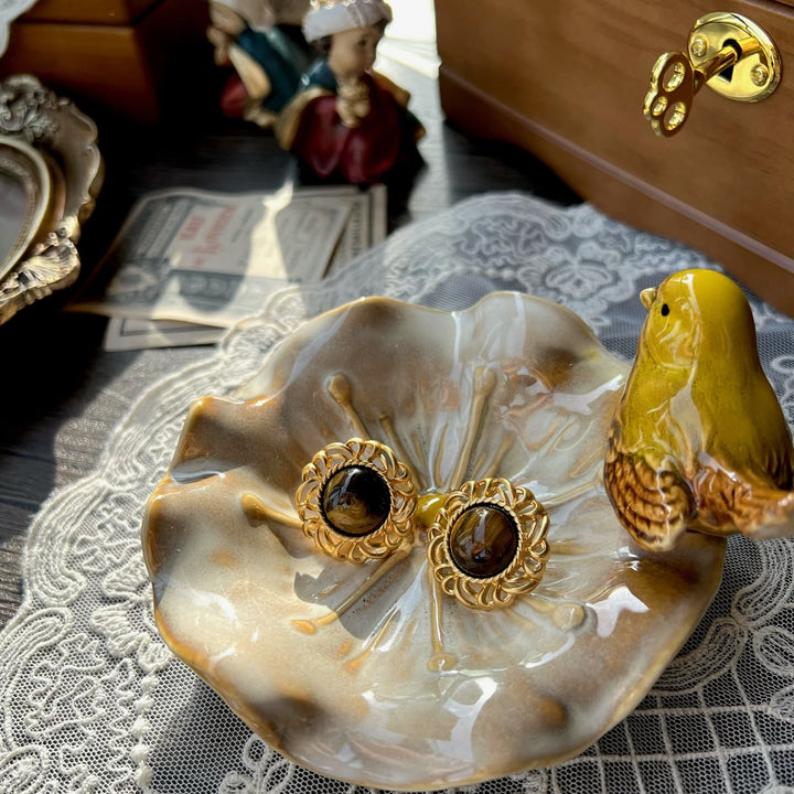 Olivenorma Tiger Eye Sunflower Gold Earrings - image 10