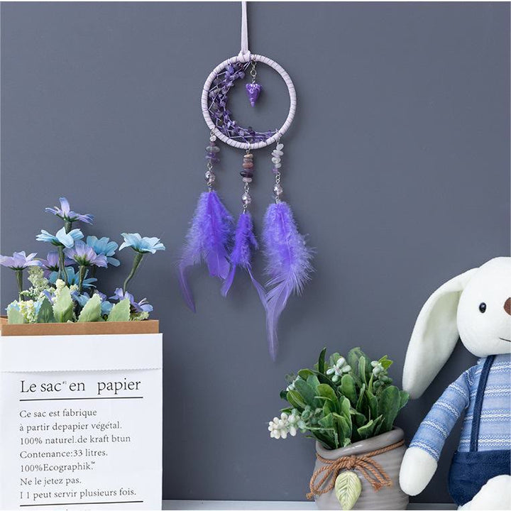 Olivenorma Amethyst Pendant Small Crescent Feather Dream Catcher - image 1