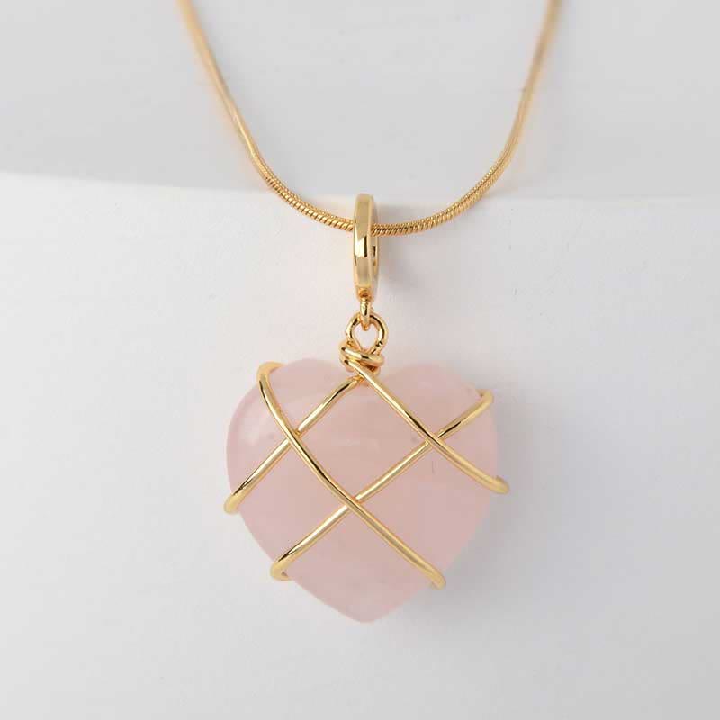 Olivenorma Rose Quartz Heart Shape Gemstone Necklace - image 4
