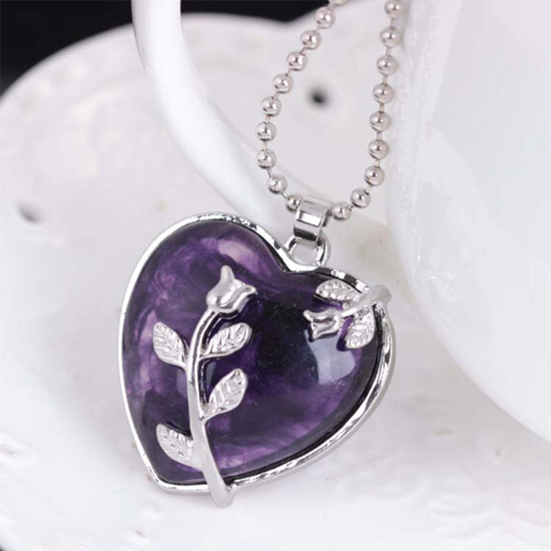 Olivenorma Heart Shaped Rose Gemstone Necklace - image 8