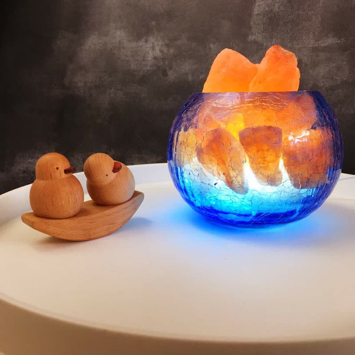 Olivenorma Creative Ice Cracked Glass Tank Himalayan Pink Salt Lamp - image 2
