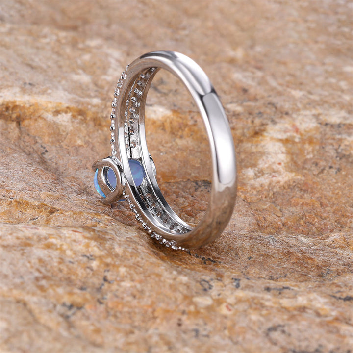 Olivenorma "Shiny Elegance" Round Opal Zircon Edge Band Ring  - image 8