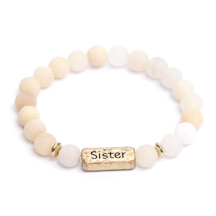 Olivenorma Natural Gemstone Sister Engraving Bracelet - Sun Stone - image 8