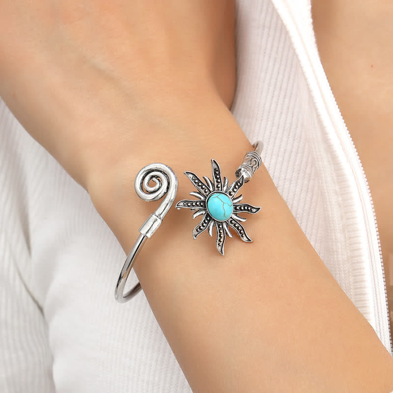 Retro Sunflower Turquoise Creative Bracelet - image 6