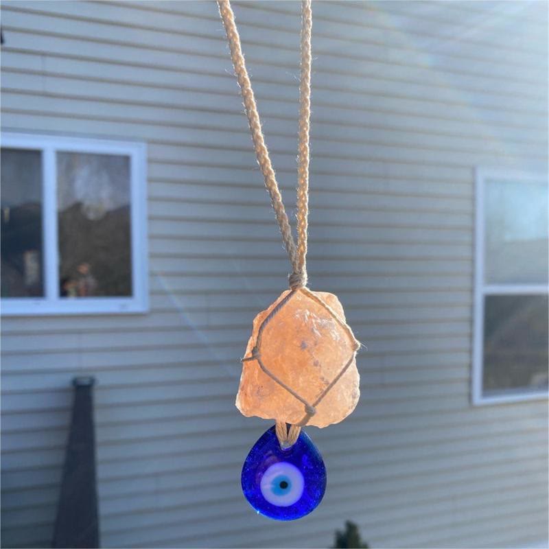 Olivenorma Rose Quartz Original Stone Evil Eye Car Ornament - image 1